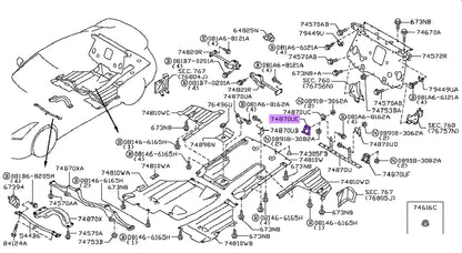 Nissan undertray bracket - Exhaust RH