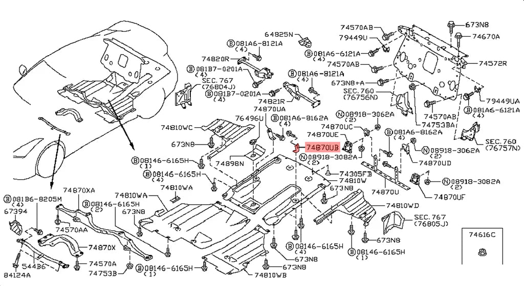 Nissan undertray bracket LH